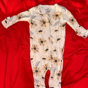 Caden Lane White & Mustard Floral Zip Footie